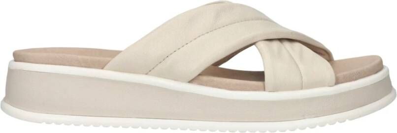 Rieker Beige Leren Comfort Slippers Beige Dames