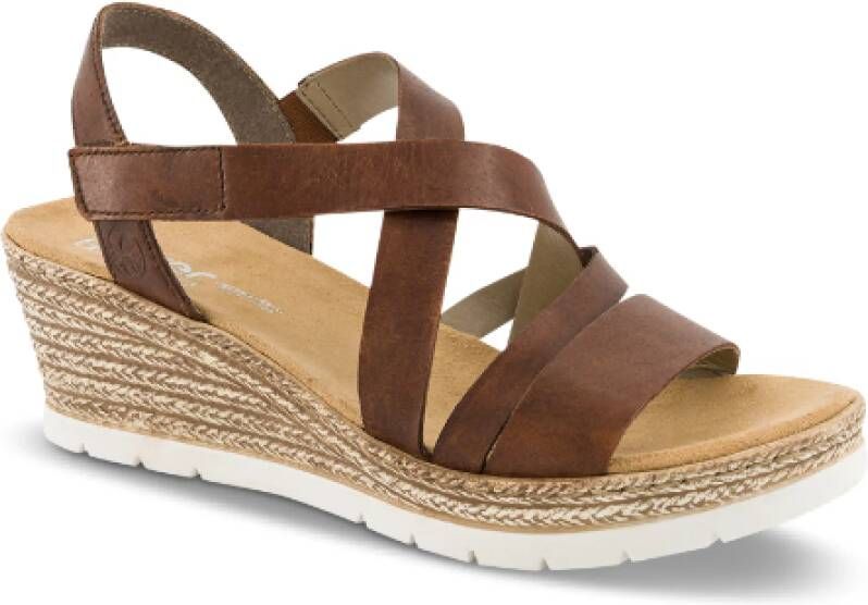 Rieker Bruine Sleehak Sandalen Stijlvol en Comfortabel Brown Dames