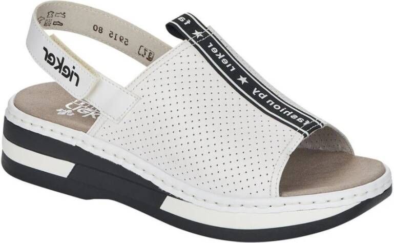 Rieker Witte Casual Open Platte Sandalen White Dames