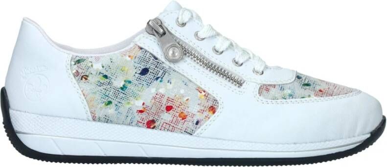 Rieker Comfortabele witte sneaker met leuk print Multicolor Dames