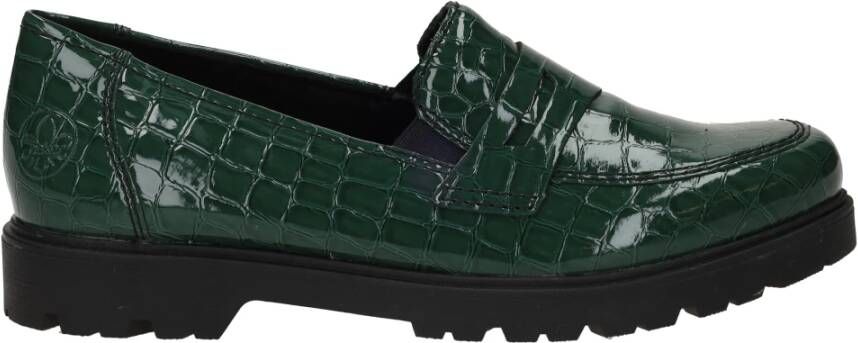 Rieker Groene Animal Print Loafer Instapper Green Dames