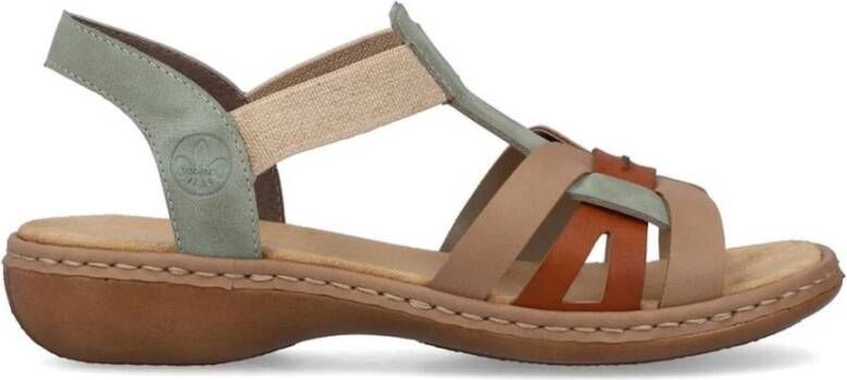 Rieker Groene Casual Platte Sandalen Multicolor Dames