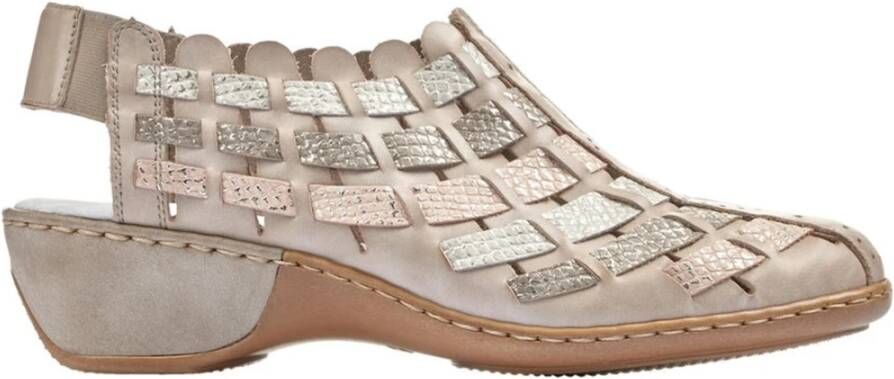 Rieker Lichtroze leren sandalen Beige Dames