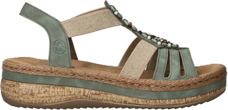 Rieker Mintgroene Beaded Platform Sandaal Green Dames