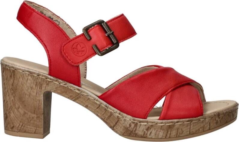 Rieker Rode Sandalette met 6cm Hak Red Dames