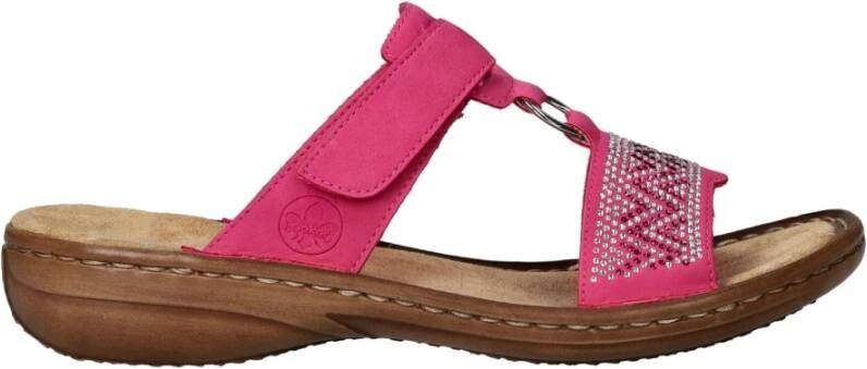 Rieker Roze Diamantpatroon Zomer Slipper Pink Dames