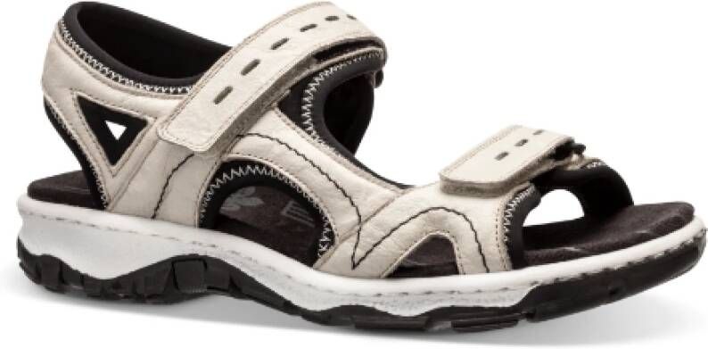 Rieker Sportieve Platte Sandalen Beige Dames