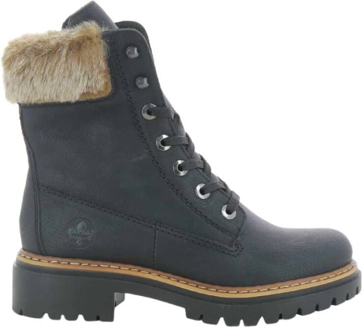 Rieker Stijlvolle Dames Veterschoenen in Zwart 72630 W23 Black Dames