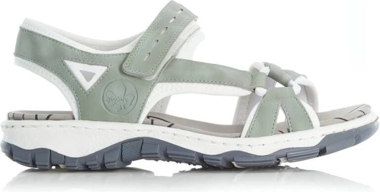 Rieker Stijlvolle Groene Platte Sandalen Groen Dames