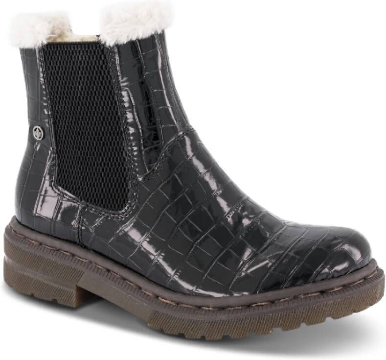 Rieker Winterlaarzen met Croc-Lak Design Black Dames