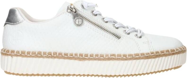 Rieker Witte Zomer Sneakers Elastische Veters White Dames