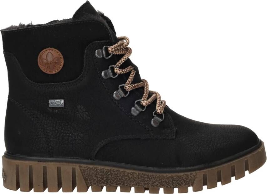 Rieker Zwarte Comfortabele Veterschoenen met Tex Black Dames