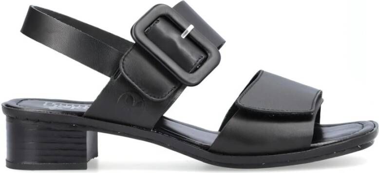 Rieker Zwarte leren platte sandalen Black Dames