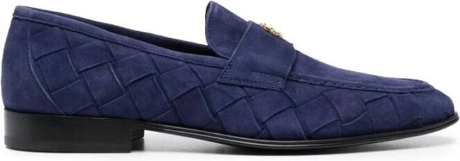 Roberto Cavalli Blauwe Suède Casual Loafers Blue Heren