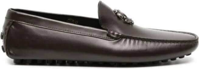 Roberto Cavalli Bruine leren loafers voor casual stijl Brown Heren