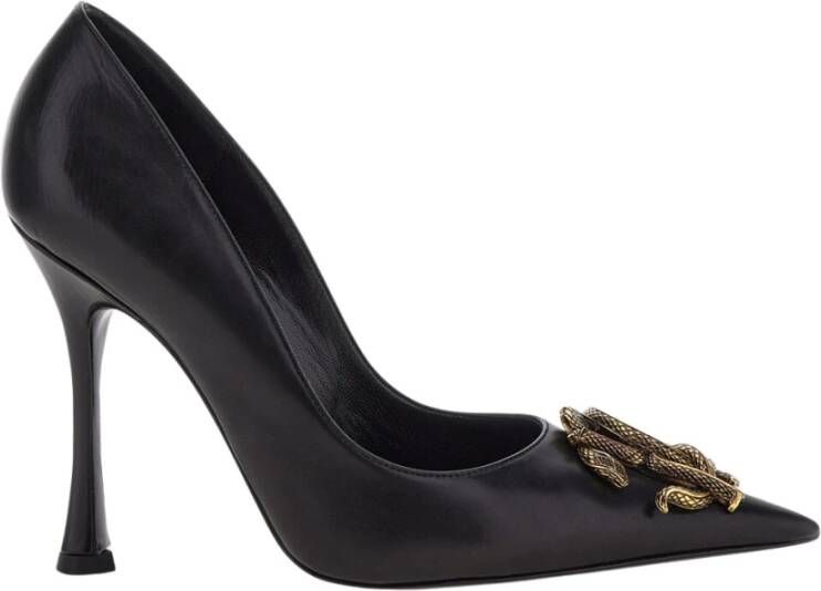 Roberto Cavalli Monogram Mirror Snake Leren Pumps Black Dames