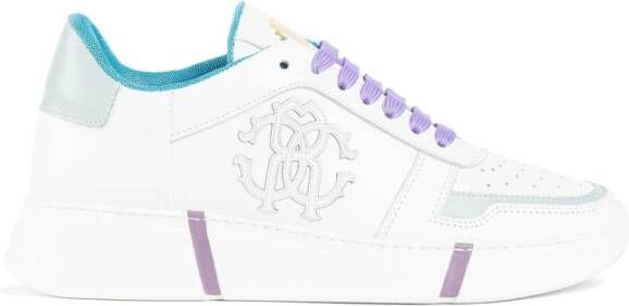 Roberto Cavalli Monogram Sneakers met Contrast Hiel White Dames