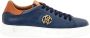 Roberto Cavalli Blauwe Leren Sneakers met Gouden Logo Blue Heren - Thumbnail 1