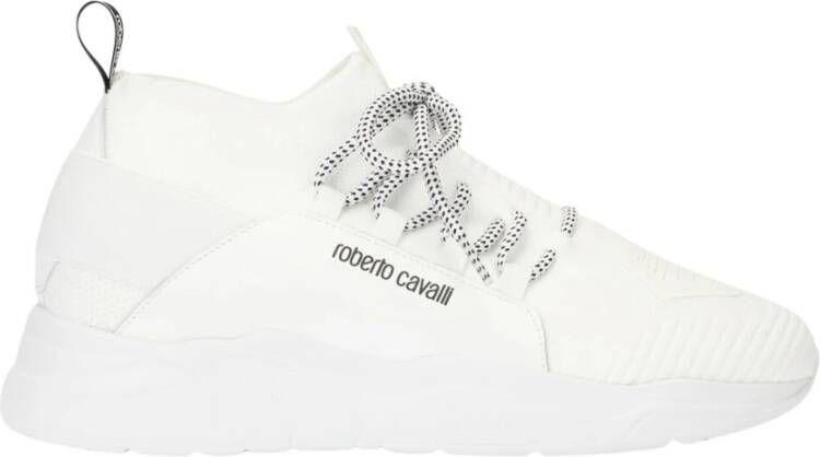 Roberto Cavalli Stijlvolle leren hardloopschoenen White Heren