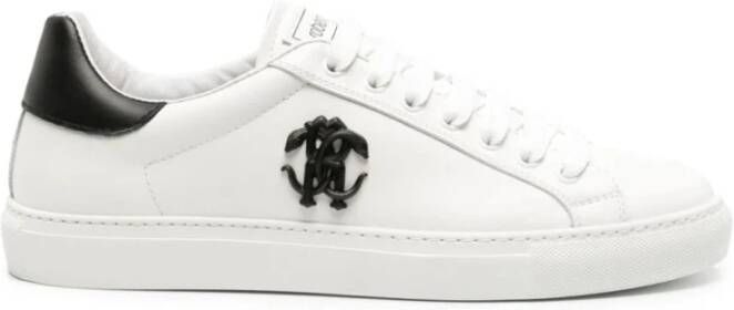 Roberto Cavalli Witte Leren Casual Sneakers White Heren