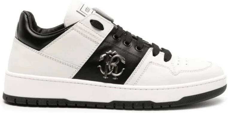 Roberto Cavalli Witte Leren Casual Sneakers White Heren