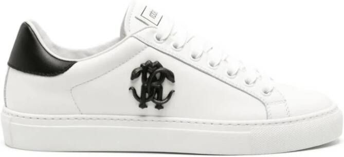 Roberto Cavalli Witte Leren Casual Trainers Sneakers White Dames