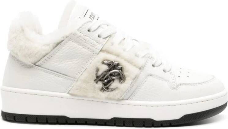 Roberto Cavalli Witte Leren Casual Trainers Sneakers White Dames