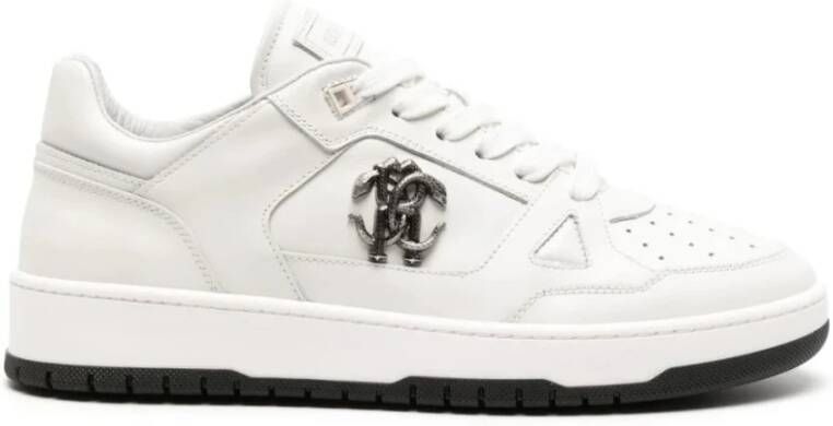 Roberto Cavalli Witte Leren Casual Sneakers Mannen White Heren