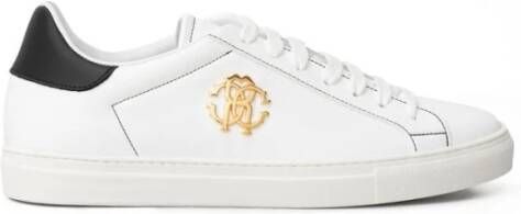 Roberto Cavalli Witte Leren Sneaker White Heren