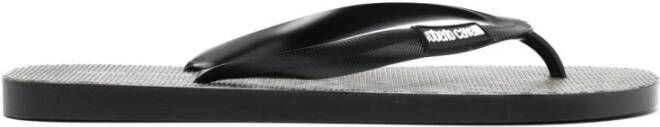 Roberto Cavalli Zwarte Casual Open Platte Slides Black Heren