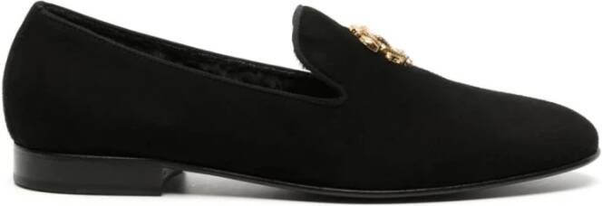 Roberto Cavalli Zwarte leren loafers casual platte schoenen Black Heren