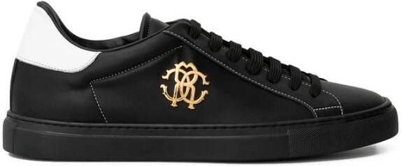 Roberto Cavalli Zwarte leren sneaker Black Heren