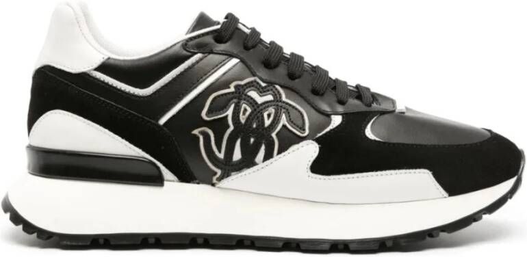 Roberto Cavalli Zwarte Suède Casual Sneakers Black Heren