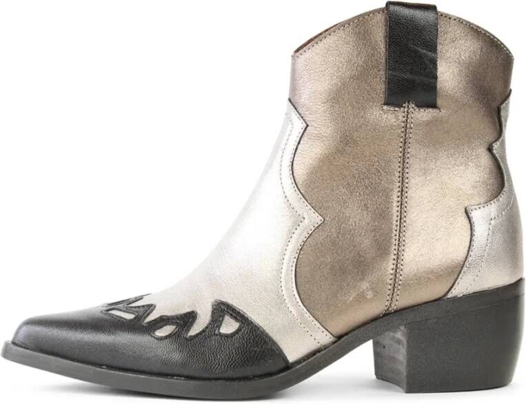 Roberto d'Angelo Metallic Leren Enkellaarzen Brons Multicolor Dames