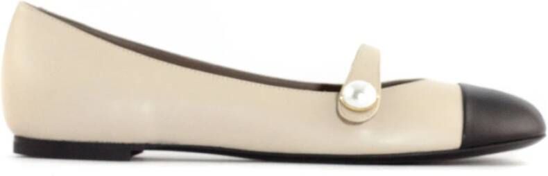 Roberto Festa Beige Leren Ballerina Schoenen Beige Dames