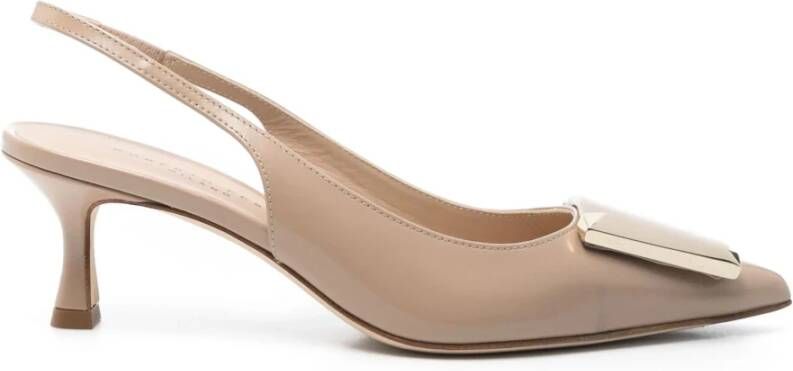 Roberto Festa Beige Leren Medina Pumps met Appliqué Beige Dames