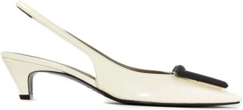 Roberto Festa Beige Leren Slingback Hakken White Dames