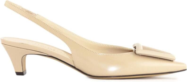 Roberto Festa Beige Leren Slingback Sandalen Beige Dames