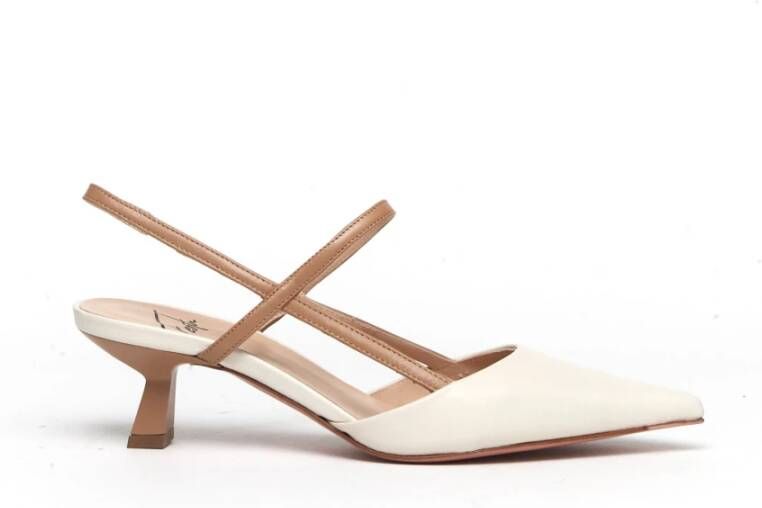 Roberto Festa Beige leren slingback sandalen White Dames