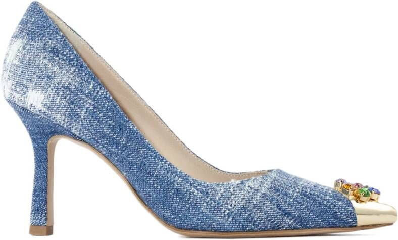 Roberto Festa Blauwe Denim Edelsteen Detail Pumps Blue Dames