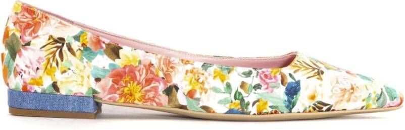 Roberto Festa Bloemen Ballerina Schoenen Wit Leer Multicolor Dames