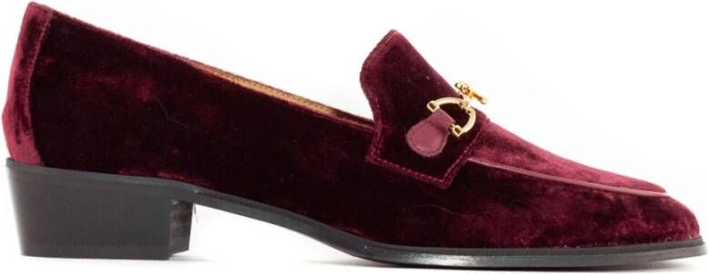 Roberto Festa Bordeaux Velvet Axel Loafer Goud-tone Red Dames