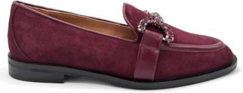 Roberto Festa Bordeauxrode Suède Loafer met Vooraccessoire Brown Dames