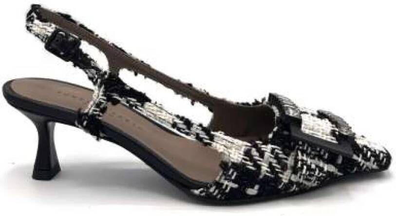 Roberto Festa Chique Tweed Slingback met Kristal Gesp Black Dames