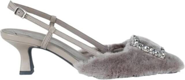 Roberto Festa Ecopelliccia Slingback Juweel Platte Schoenen Gray Dames