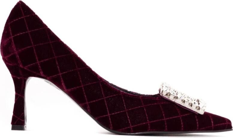 Roberto Festa Gestikte Velvet Lilly Pumps Bordeaux Red Dames