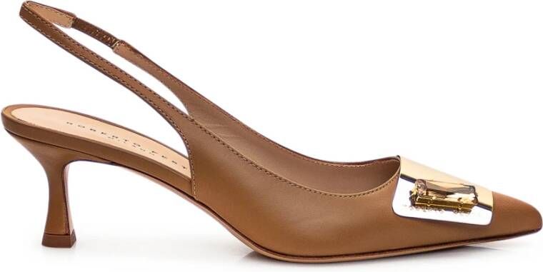 Roberto Festa Gouden Plaque Sandaal Flats Brown Dames