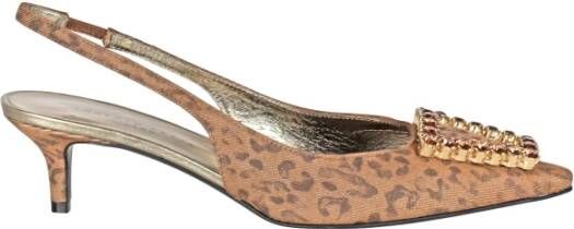 Roberto Festa Luipaard Denim Slingback met Strass Pink Dames