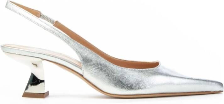 Roberto Festa Metallic Leren Slingback Hakken Grijs Dames