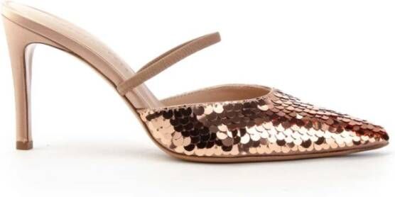 Roberto Festa Posik Slingback Sandaal Zijde en Pailletdetails Geel Dames